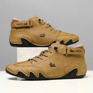 Zapatillas deportivas de cuero ligeras antideslizantes cálidas para caminar para hombre - Imagen 1 de 14
