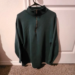Pro Spirit Mens Medium Green 1/4 Zip Mock Neck Pullover Sweatshirt - Picture 1 of 4