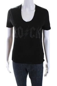 Zadig & Voltaire Womens Rock Rhinestone Short Sleeve Top Tee Shirt Black Size XS - Picture 1 of 4
