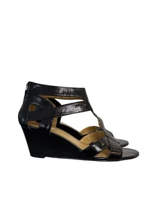 Nine West Women's High Heel Zipper Back Black Sandals Sz 9 Pipin Hot - Picture 1 of 8