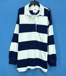 AERIE Pep Rally Rugby AZUL MARINO Rayas FRENCH TERRY Gran Tamaño POLO SUDADERA TOP M - Imagen 1 de 5