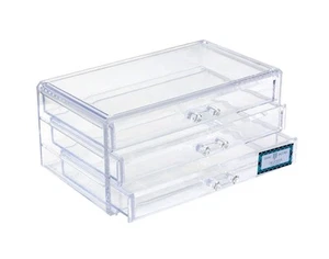 Clear Acrylic 3-Drawer Stackable Jewelry Organizer, Cosmetic & Makeup Case wi... - Picture 1 of 5