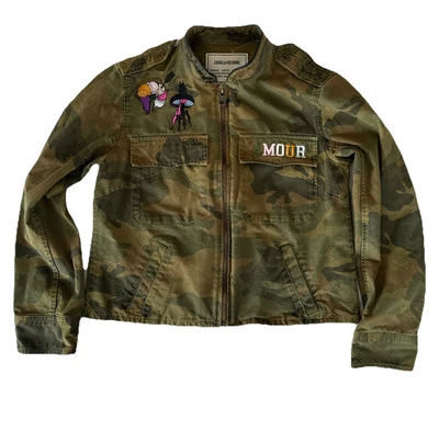 Zadig & Voltaire Kavys Camou Embroidered Brode Spus Jacket in Olive Size M - Image 1 of 4