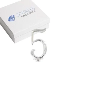 Rhinestone 5 Cake Topper Anniversary Birthday Wedding Diamond Silver Crystal 4" - Picture 1 of 5