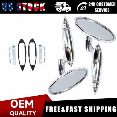 Round Outside Rearview Mirrors Ribbed Base For Impala Nova Chevelle New Foto 1 de 4