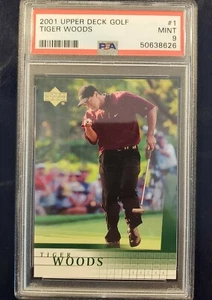 Tarjeta de novato de golf Tiger Woods 2001 cubierta superior #1 PSA como nueva ""9" NUEVA GRADO PSA - Imagen 1 de 2