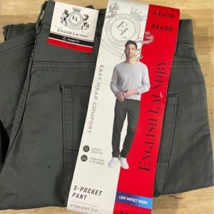 NEW English Laundry Men's 34x30 5 Pocket Pants Stretch Gray Slim Fit Waist Band - Picture 1 of 9