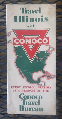 1937 Illinois  road map Conoco  oil  gas route 66 - Image 1 of 4