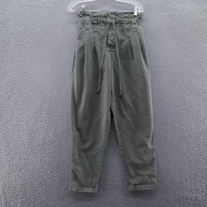 Free People Womens Margate Pleated Trouser Pant Small Green Button Fly High Rise - Picture 1 of 13