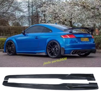 Para Audi TT TTS TTRS MK3 2017-2023 Faldas laterales de carbono real faldón lateral cubierta labial Foto 1 de 4