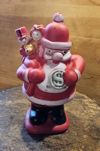 NEAT MID 1900'S VINYL SANTA W/ TOYS BANK 1960'-70'S - Picture 1 of 9