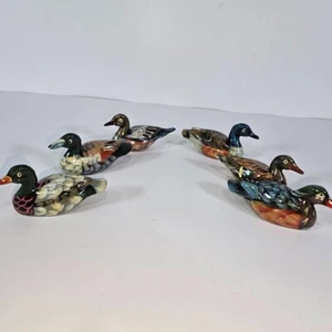 Collezione di 6 anatre esca in porcellana in miniatura dipinte a mano 2,5" - Foto 1 di 13