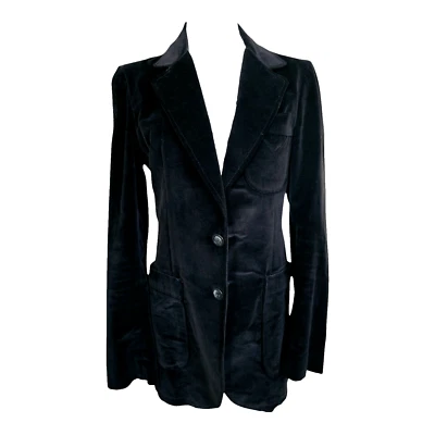 Abrigo Chaqueta Blazer Terciopelo Vintage Talla S 38" Delgado Largo Medio Completamente Forrado Col. BK Foto 1 de 4