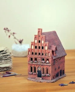 Ceramic Miniature House Tea light Holder Lübeck Germany Gothic Midene Handmade - Picture 1 of 8