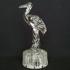 Vtg Cambridge Glass #1645 Heron Egret Crane Centerpiece Bowl Flower Frog 8.75"