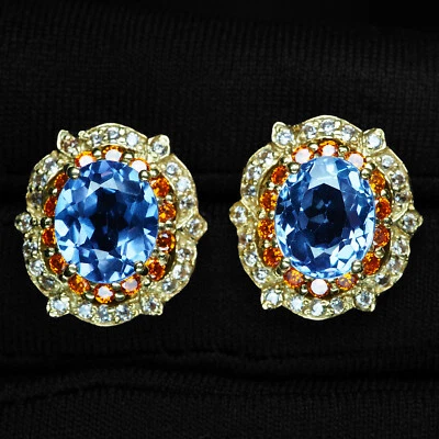 24K Gold Plated 925 Sterling Silver Earrings Color Change Alexandrite 7.70Ct - Image 1 of 4