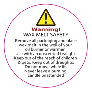 Wax Melt Warning - Instruction Labels  MATT 30mm Diameter  x 960 - Picture 1 of 1
