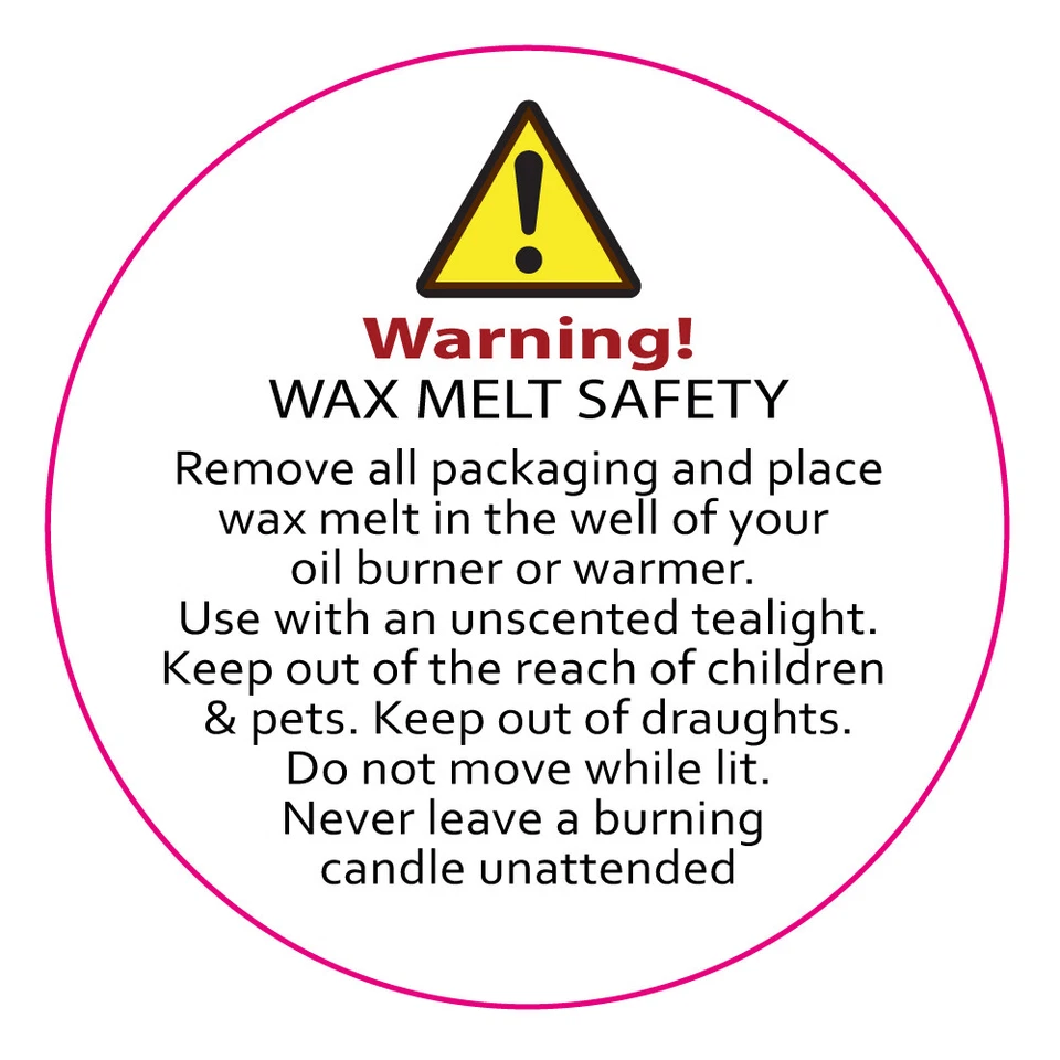 Wax Melt Warning - Instruction Labels  MATT 30mm Diameter  x 960 - Image 1 of 1