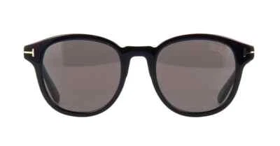 Tom Ford Jameson TF752 01D Black Polarized Round Plastic Sunglasses 52-21-145 sd - Image 1 of 3