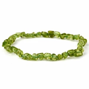 Olivin | Peridot Ø 5 x 6 mm Nugget Edelstein Armband flexibel und dehnbar - Bild 1 von 4
