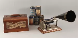 Antique Columbia Graphophone Phonograph Type Q Cylinder Record Player w/ Horn NR - Bild 1 von 18