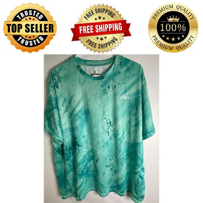 Habit Mens Size X Large L S Performance Fishing Tee Green Azure RT Fishing - Image 1 of 4