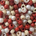 100 x Coffee & Cream Mix Pony Beads, Dummy Clips, USA plastic 9x6mm Beads