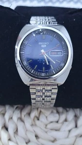 watch seiko 5 sport 6119 automatic 21J Blue dial Day/ Date Vintage - Picture 1 of 8