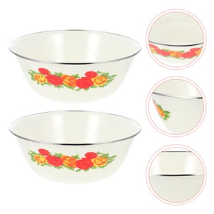 2 Pcs Lebensmittelbehälter Suppenschüssel Aus Emaille Lagerschalen - Bild 1 von 12