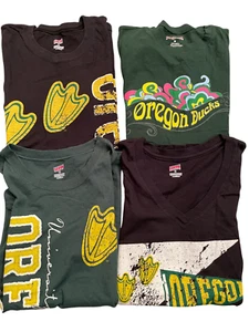 LOT 4 Soffe Slim Green Black OREGON DUCKS Logo Tee T-Shirts Tops womens Medium - Picture 1 of 3