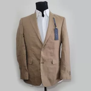 Tommy Hilfiger Men's Linen Blazer R38 Tan Double Vented Single Breast NWT - Picture 1 of 21
