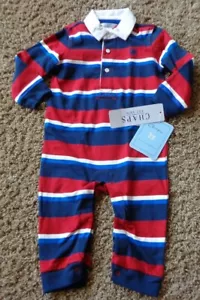 Completo pantalone CHAPS ragazzo tg 3 mesi nuovo con etichetta polo a righe LS rosso/bianco/blu - Foto 1 di 6