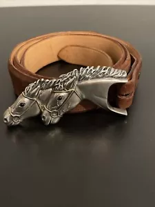 Cintura e fibbia cavallo equitazione Orlanda Olsen 1999-2000 occhi onice-sterling-18K - Foto 1 di 16