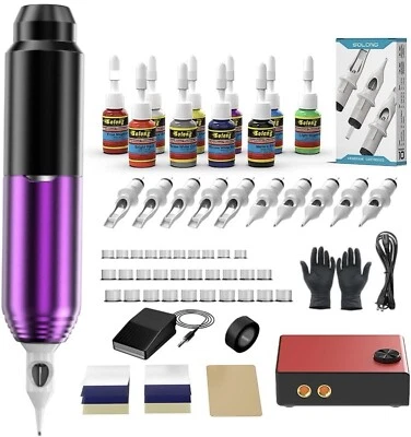 Новый Solong вращающийся тату машина ручка стартовый набор комплект PMU (фиолетовый) - Изображение 1 из 4
