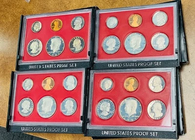 4 sets 1981 S Type 2  dollar Proof Set   SBA are scarce Type 2 flat S. - Image 1 of 4