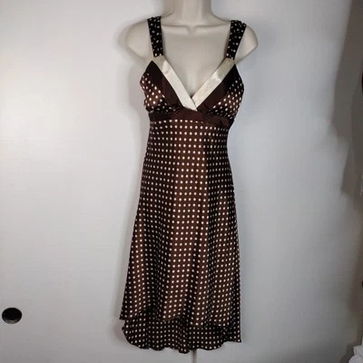 Vestido sin cordones vintage de muñeca bebé a lunares satinado La Belle talla 7 marrón años 80 Foto 1 de 4