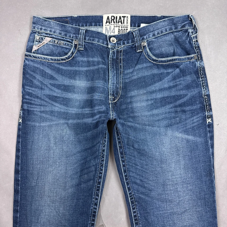 Jeans Ariat Hombre 38x36 Azul M4 Bootcut Adkins Turnout Western Distress (Etiqueta 36x36) Foto 1 de 4