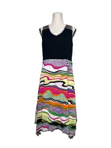 Zoe Color Block Sleeveless Dress Polka Dots Women Size Medium Twee Art To Wear - Picture 1 of 9