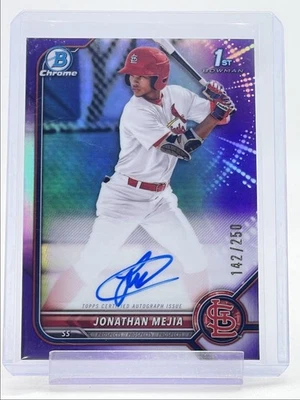 JONATHAN MEJIA 2022 BOWMAN CHROME 1ST PURPLE REFRACTOR AUTO /250 Q0234 - Image 1 of 2
