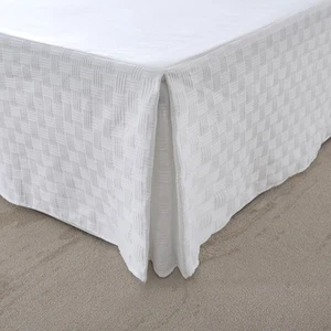 Queen Size Bed Skirt, Pleated Knitted Jacquard Waffle Weave Striped Bed Skirt... - Picture 1 of 7