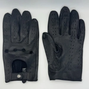 Guantes de conducción Harssidanzar de cuero para hombre XL negros perforados clásicos retro - Imagen 1 de 10