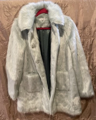 La Redoute Fur Coat Jacket Small 6 8 10 Pale Blue Teal VGC Winter Gift Christmas - image 1 of 4