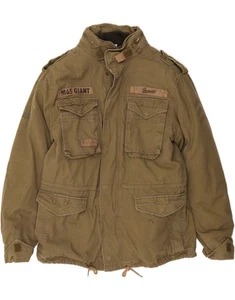 BRANDIT Mens Loose Fit Military Jacket UK 38 Medium Khaki Cotton BX15 - Picture 1 of 3