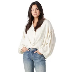 We The Free Rockaway Blouse Oversized Peasant Ivory Ballon Sleeve Size Medium - Picture 1 of 9