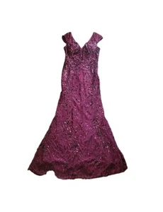 Nwt Xuibol Burgundy Floor Length Sequin Formal Evening Gown Short Sleeve Size XL - Picture 1 of 11