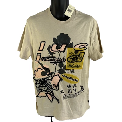 New Mens Guess Lucid Dreams Graphic Textured T-Shirt Sz L NWT Ecru Pearl - Image 1 of 4