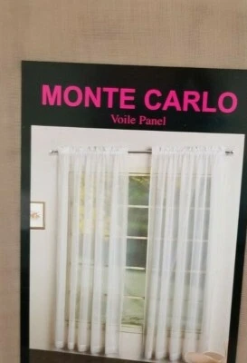 2 Monte Carlo Taupe Rod Pocket Voile Panels (1 Pair) 118" x 108" NIP - Image 1 of 4