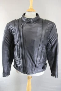 AKITO MERCURY PLUS CLASSIC BLACK LEATHER BIKER JACKET WITH BACK PROTECTOR 40-42" - Picture 1 of 10