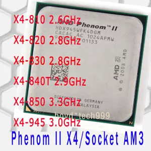 AMD Phenom II X4 810 X4 820 X4 830 X4 840T 850 X4 945 Socket AM3 CPU Processor - Bild 1 von 7