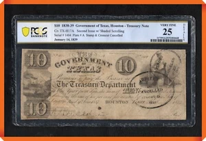 KC- 1839 The Government of Texas , Houston $10 - VF 25 Details by PCGS Banknote - Picture 1 of 3